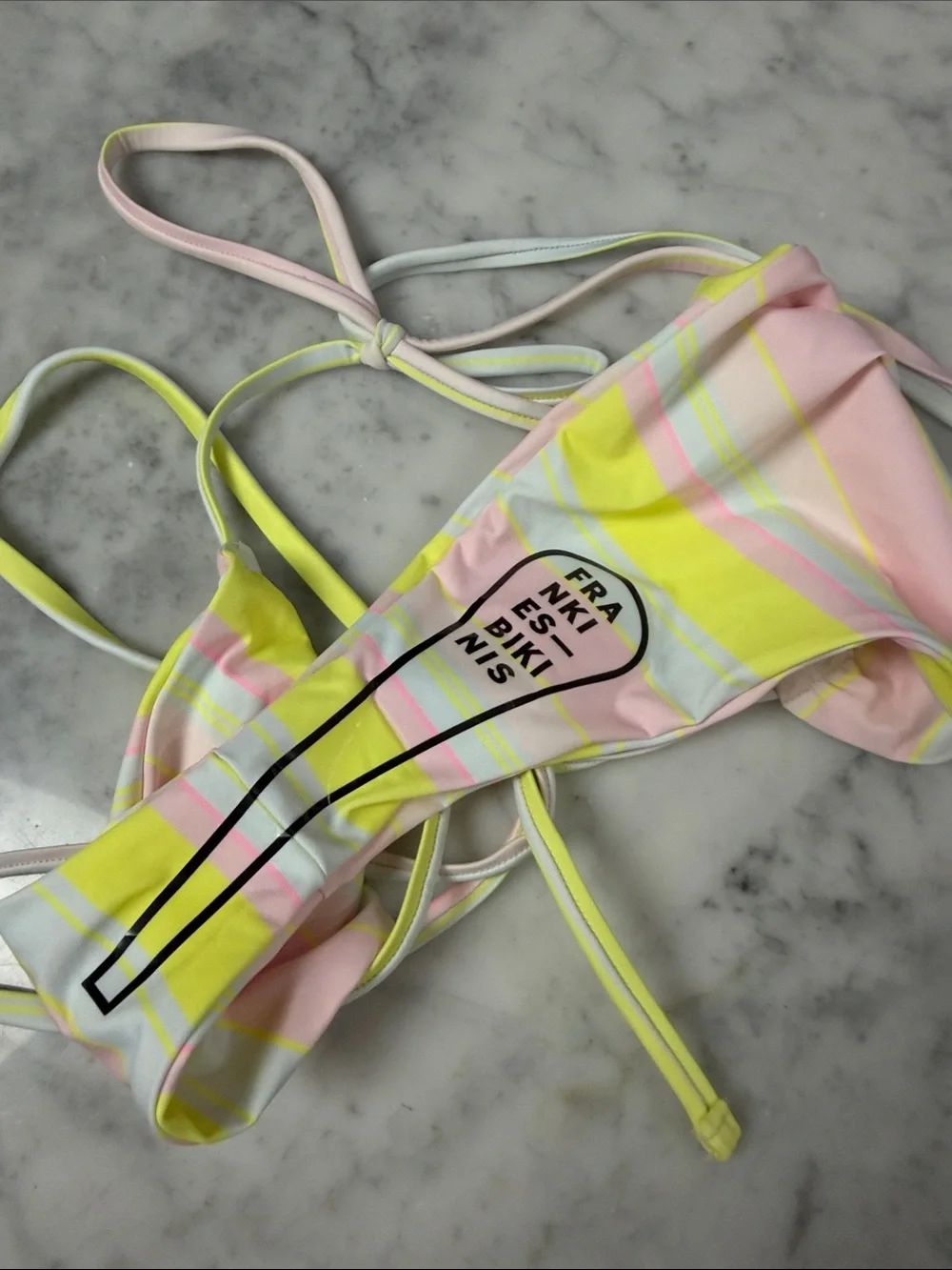 Frankie’s bikinis Striped Pastel Tie-Side Bikini Bottom